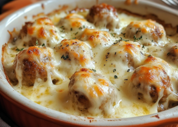 Receita de Almôndegas ao Molho Branco com Queijo Gratinado