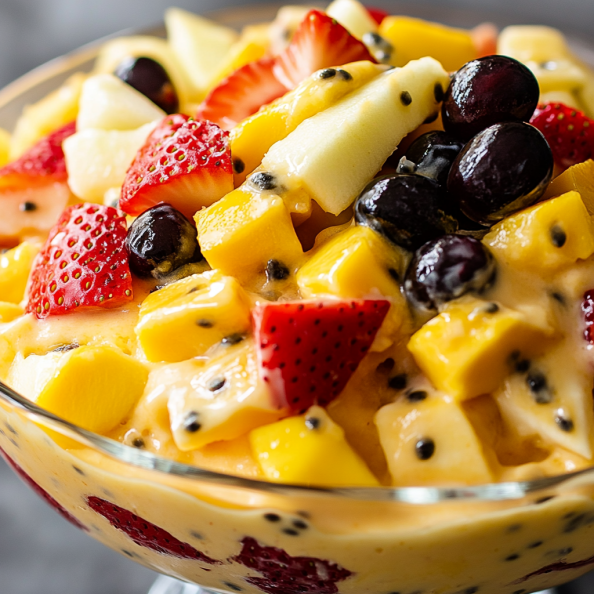 Salada de Frutas com Mousse de Maracujá: Refrescante e Fácil de Fazer!