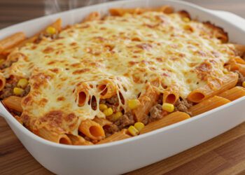 Receita Prática de Macarrão Gratinado com Carne Moída