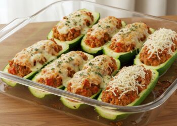 Abobrinha Recheada Douradinha e Suculenta no Forno