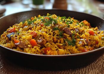 Sobrou carne do churrasco? Prepare este arroz fácil e cheio de sabor