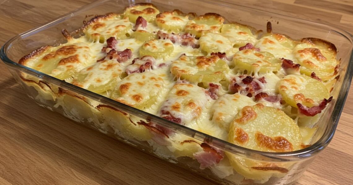 Batata gratinada com bacon: super fácil e deliciosa