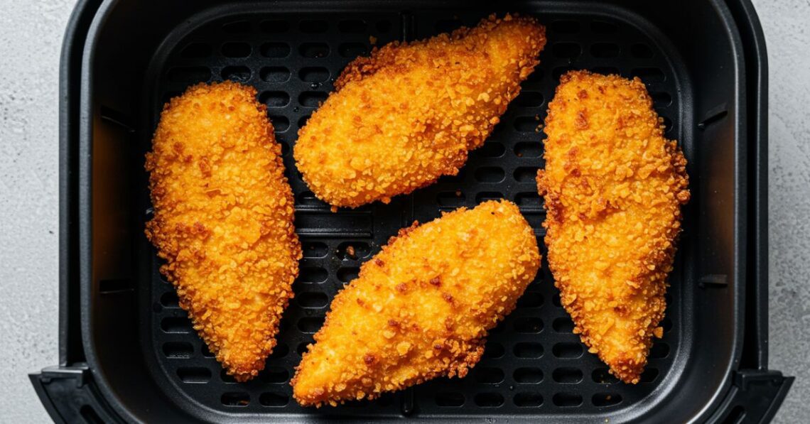 Frango empanado crocante na air fryer: pronto em minutos!