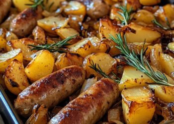 Linguiça com batata e cebola no forno: simples, rápido e saboroso