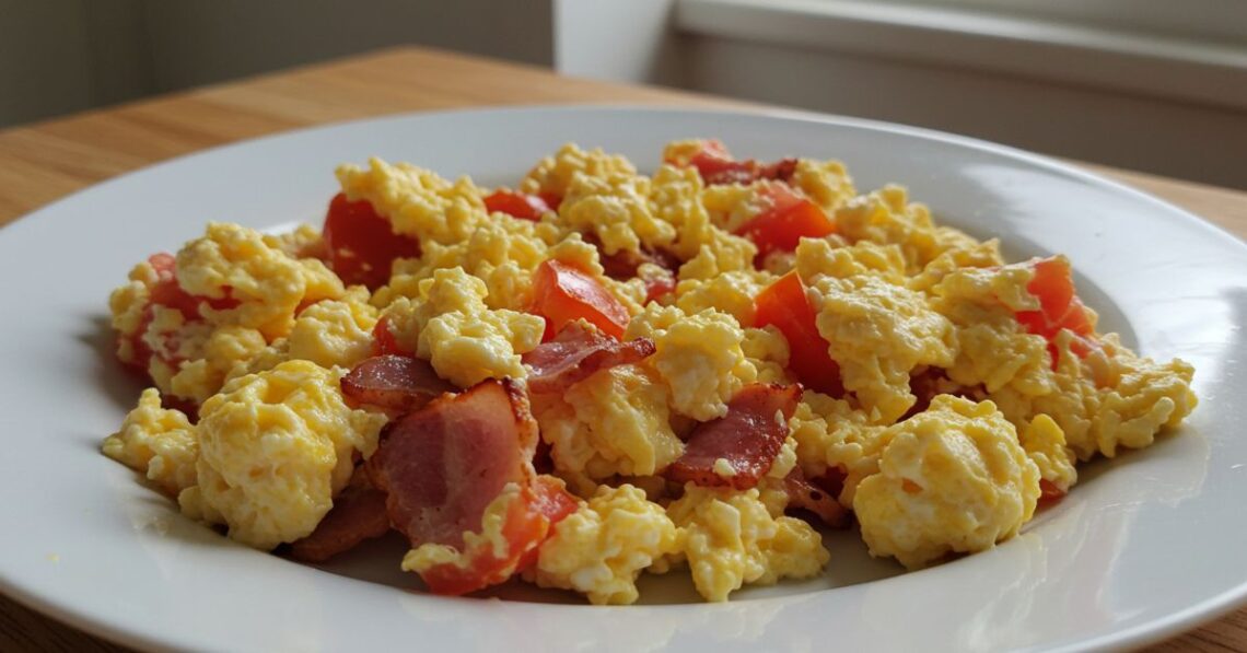 Ovos mexidos com bacon e tomate: fácil e gostoso