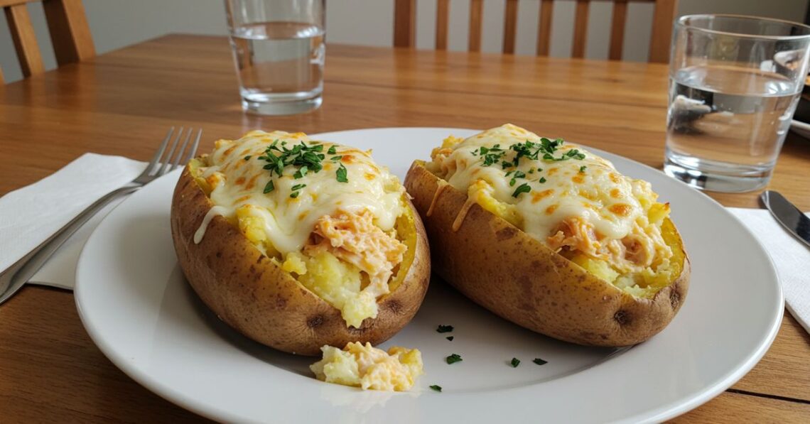 Batata recheada com frango para uma refeição prática e saborosa