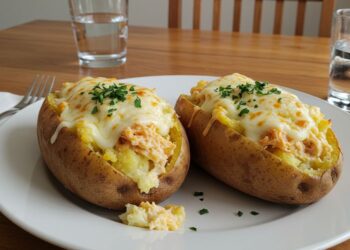 Batata recheada com frango para uma refeição prática e saborosa