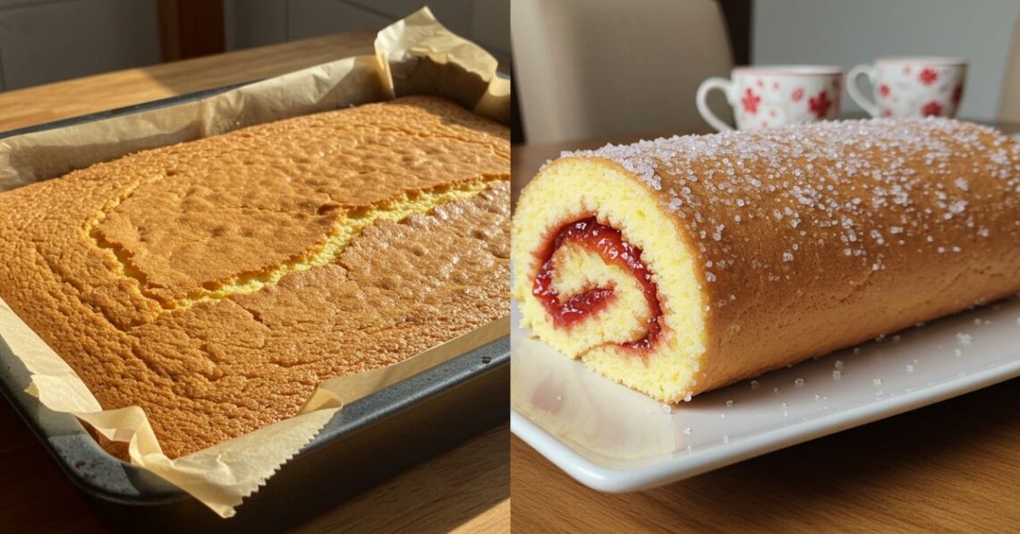 Rocambole de goiabada com massa de pão de ló igual ao da padaria