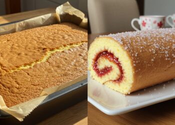 Rocambole de goiabada com massa de pão de ló igual ao da padaria