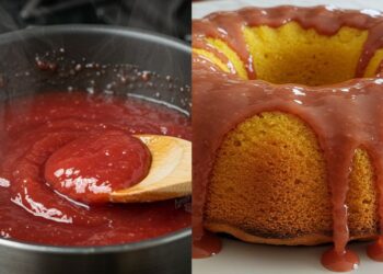 O melhor bolo de fubá com calda de goiabada que você vai provar