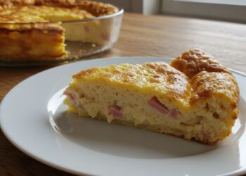 Torta de presunto e queijo com massa de liquidificador que fica leve e cremosa