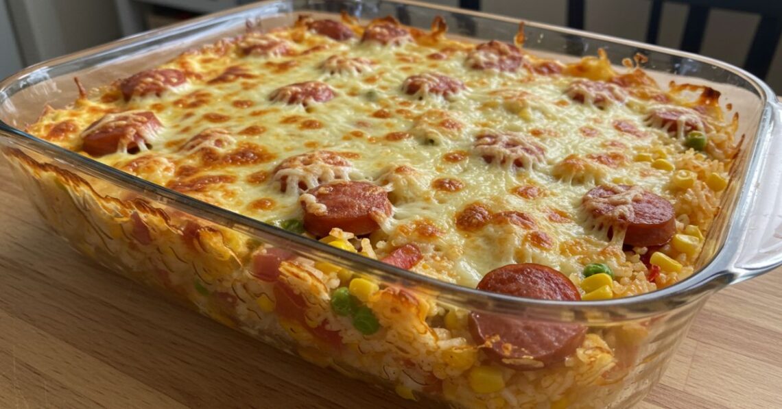 Sobrou arroz? Faça esse arroz de forno com linguiça fácil e delicioso