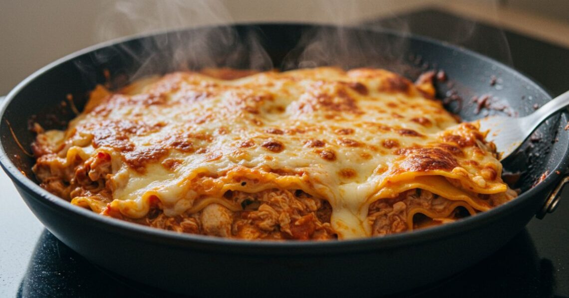 Lasanha de frango de frigideira: pronta em 30 minutinhos