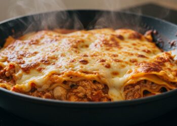 Lasanha de frango de frigideira: pronta em 30 minutinhos