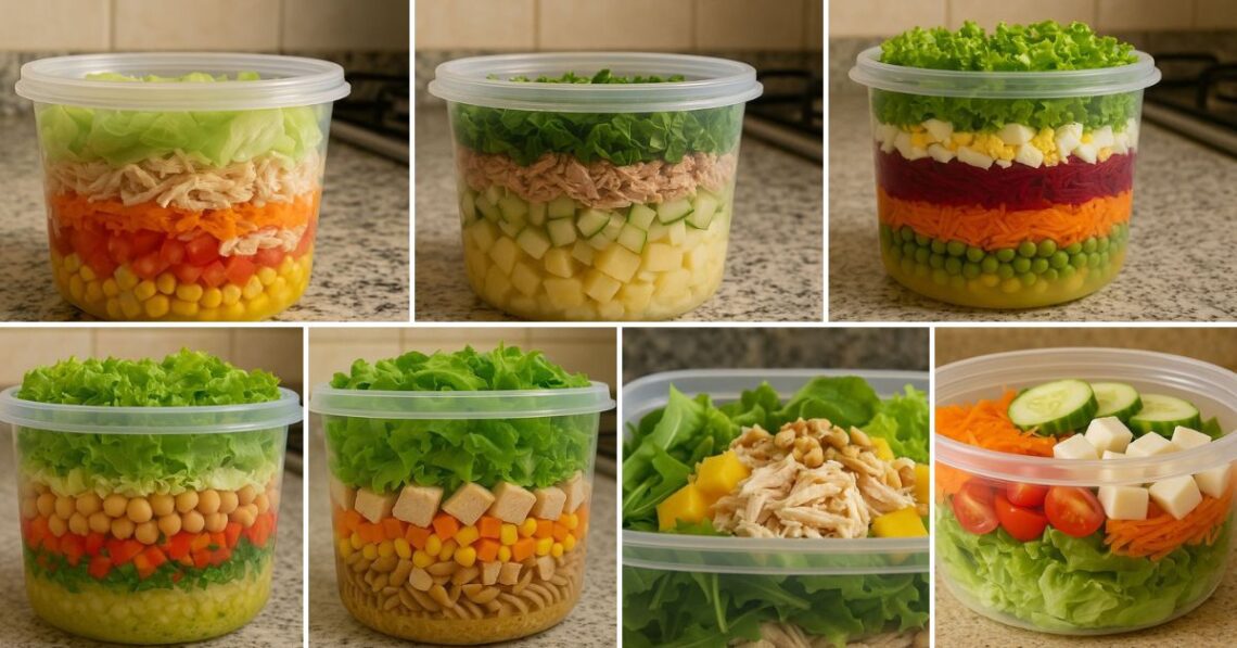 7 saladas no pote para facilitar sua dieta durante a semana