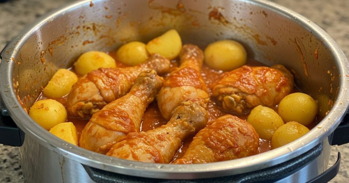 Frango com batata na panela de pressão: prático e cheio de sabor