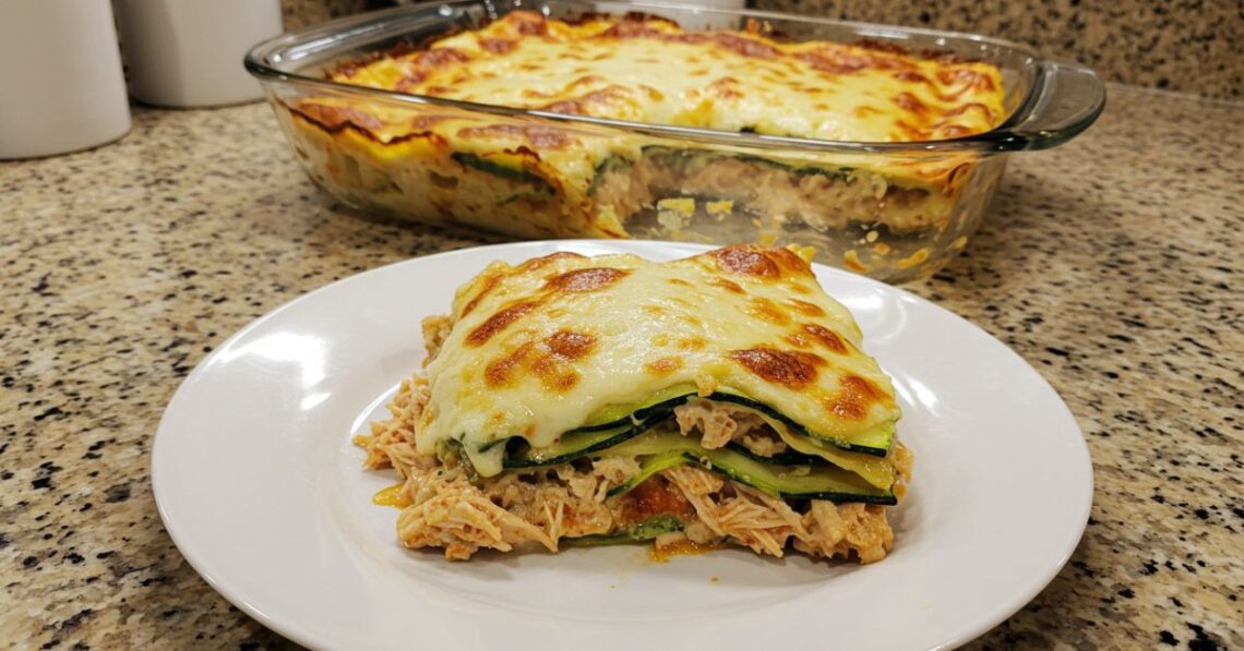 Lasanha de abobrinha com frango para uma refeição leve