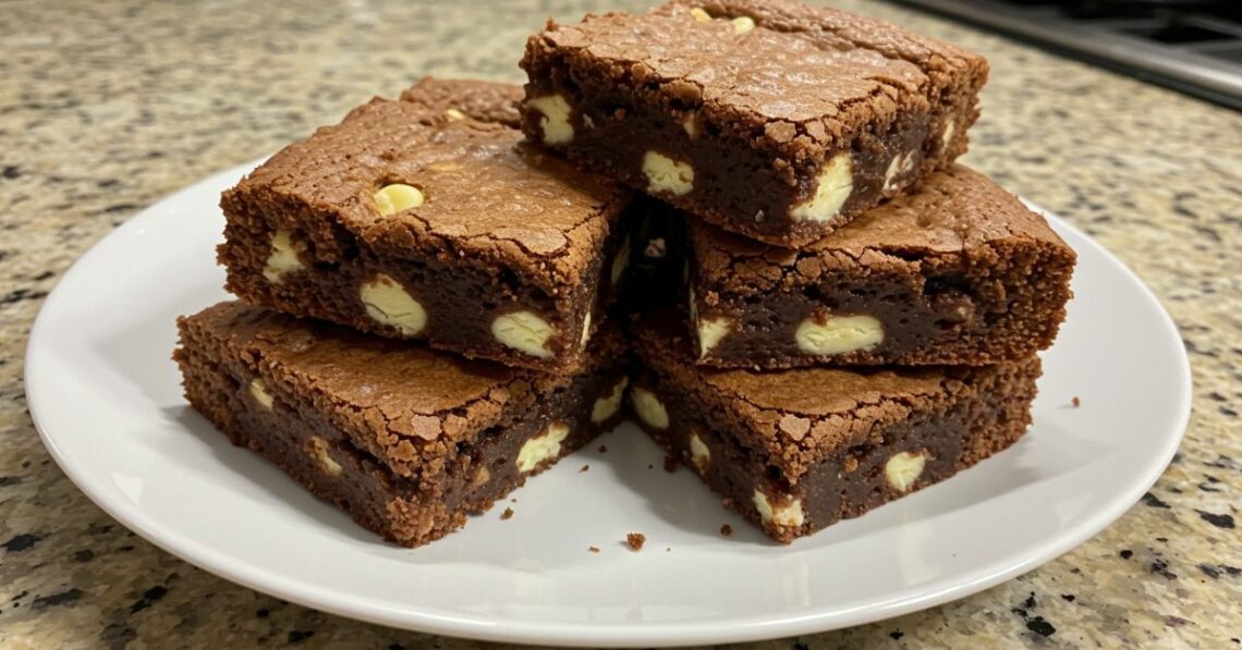 Brownie com chocolate branco perfeito para servir com café