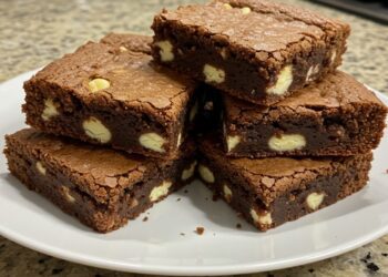 Brownie com chocolate branco perfeito para servir com café