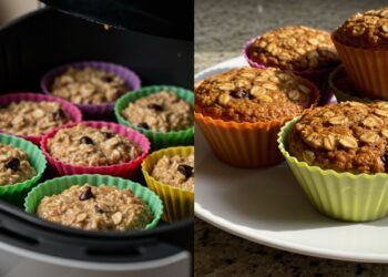 Receita fácil de bolinho de aveia na airfryer para um lanche saudável