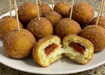 Bolinho de chuva recheado com goiabada e queijo