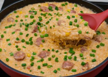 Arroz cremoso com calabresa: refeição completa em uma panela só