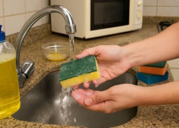 Como limpar esponja de cozinha e evitar bactérias