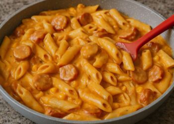 Macarrão cremoso com salsicha: rápido e barato